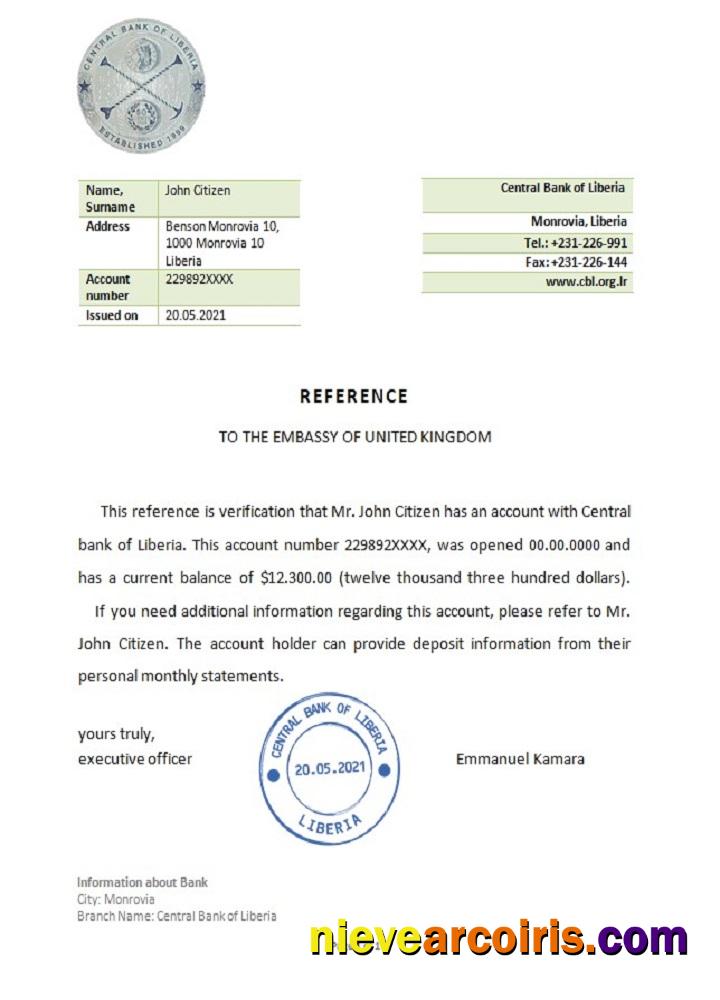 Liberia Central Bank reference
